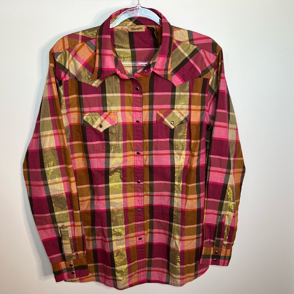 Wrangler Women’s Plaid Pearl Snap Shirt size XXL